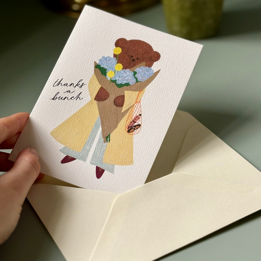 Flower Bouquet Bear Greeting Card