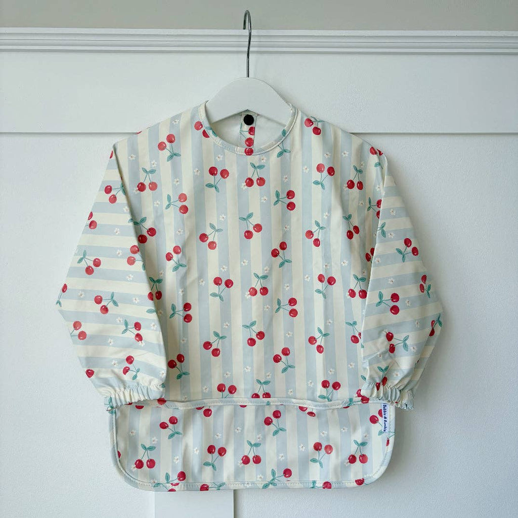 Long-Sleeved Baby/Toddler Bib - Cherry Stripe