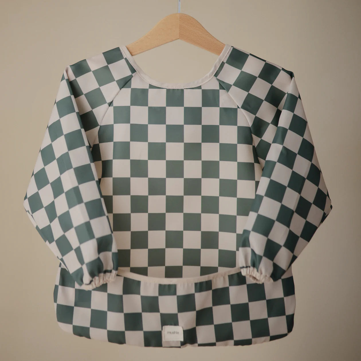 Mushie Longsleeve Bib - Olive Check