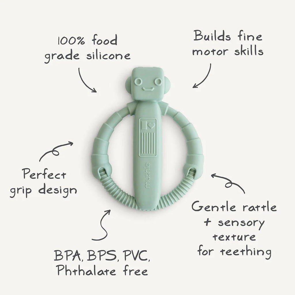 Mushie Robot Teether - Cambridge Blue