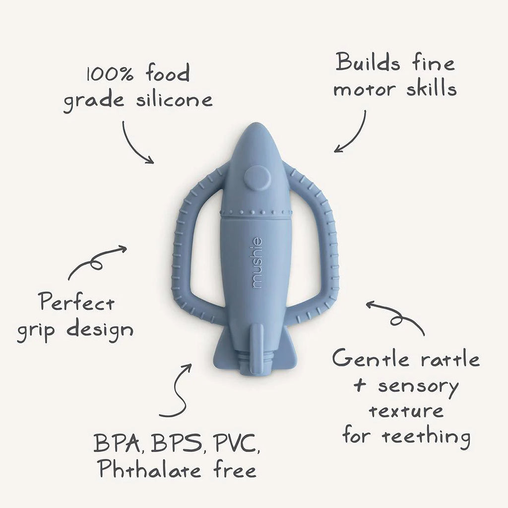 Mushie Rocket Rattle Teether - Tradewinds