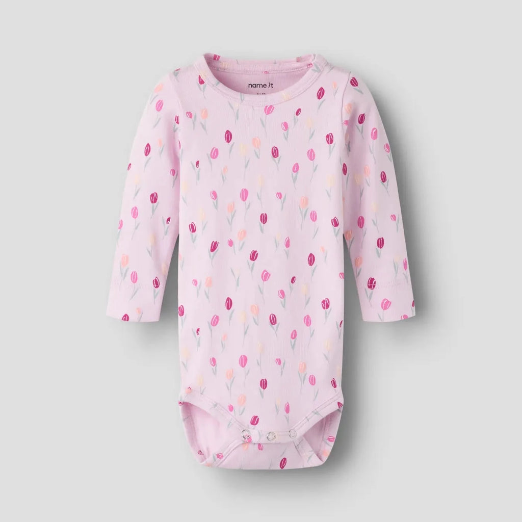 Pink Flowers Longsleeve Bodysuit
